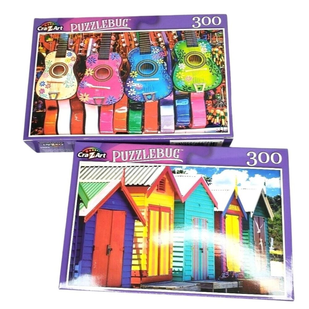 300-Piece Puzzlebug Puzzle Bundle – Colorful Mexican Ukuleles & Brighton Beach B